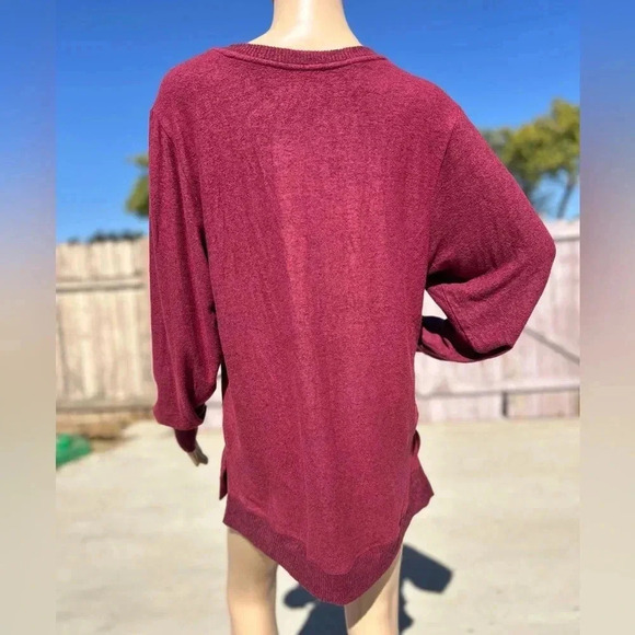 Saturday Sunday Anthropologie Hacci Slouchy Maroon Oversized Womens Sweater Sz S - Picture 3 of 7